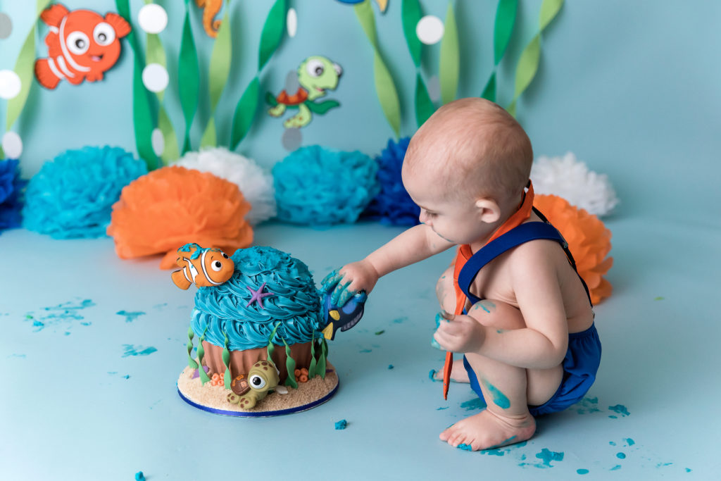 Cake Smash Finding Nemo | Orange County Newborn Photographer