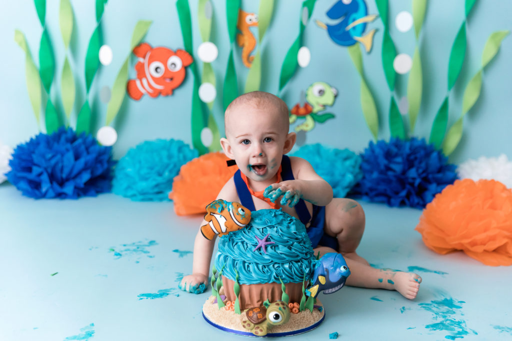 Cake Smash Finding Nemo | Orange County Newborn Photographer