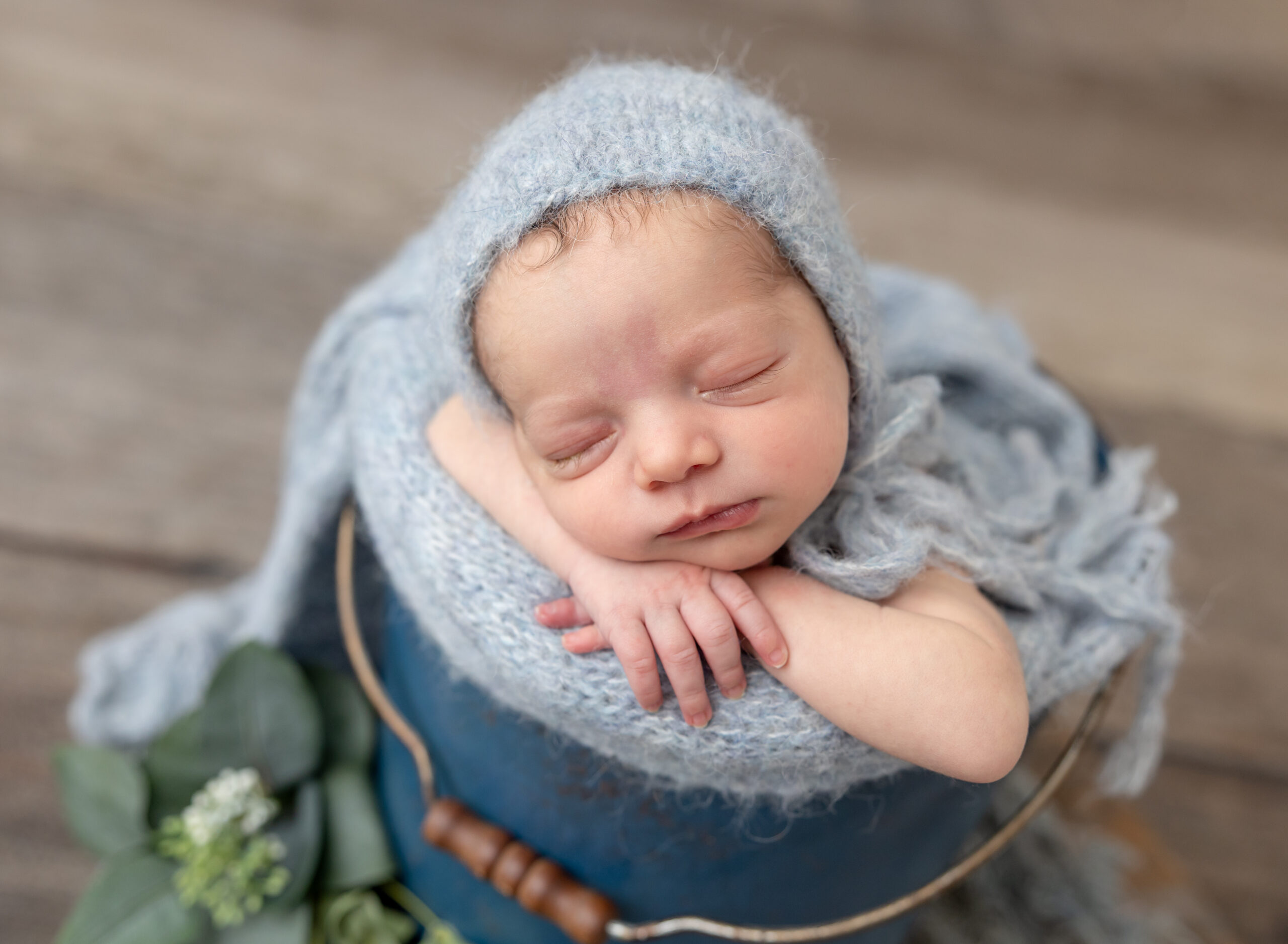 Waco newborn baby in bucket