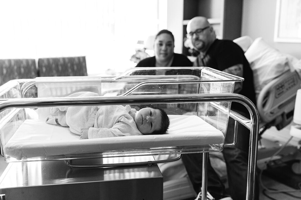 Waco Newborn photographer mama in hospital with newborn baby